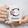 C Harfi Çiçekli İsme Özel Kupa