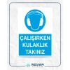 Çalışırken Kulaklık Takınız Sticker 20X28 Cm
