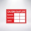 Çalışma Saatleri Öğlen Önce Öğleden Sonra Cumartesi Sticker 20X28 Cm