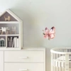 Canlı Pembe Kelebek ve Çiçekler Duvar Stickerı