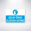 Çelik Örgü Eldiven Giyiniz Sticker 20X28 Cm