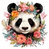 Çeşitli Çiçek Taçlı Panda Duvar Stickerı