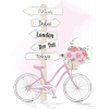 Çiçekli Bisiklet ve Şehir Tabela Duvar Stickerı