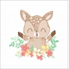 Çiçekli Sevimli Geyik Sticker