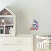 Çiçekli ve Cupcakeli Unicorn Kafası Duvar Stickerı