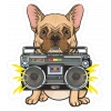 Radyo Çalan Bulldog Sticker 10x10 cmRenkli Sticker