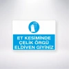 Et Kesiminde Çelik Örgü Eldiven Giyiniz Sticker 20X28 Cm