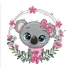 Fiyonklu Koala Çiçek Çerçeveli Duvar Stickerı