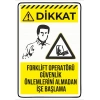 Forklif Operatörü Güvenlik Önlemleri Sticker 20X28 Cm