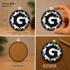 G Harf Yılbaşı Süsü – MDF Çam Ağacı Desenli Asılabilir Dekor (7x7 cm)