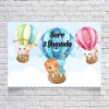 Gökyüzünde Balonda Uçan Sevimli Hayvanlar Teamlı Doğum Günü Afişi 50X70 cm