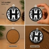H Harf Yılbaşı Süsü – MDF Çam Ağacı Desenli Asılabilir Dekor (7x7 cm)