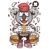 Hamburger Yiyen Rakun Sticker 10x10 cmRenkli Sticker