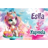 Pasta ve Unicorn Temalı Doğum Günü AFİŞİ 100X150 cm