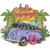 Hello Summer Karavan Sticker 10x10 cmRenkli Sticker