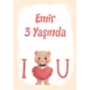 I love You Ayı Temalı Doğum Günü Afişi 70X100 cm
