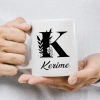 K Siyah Beyaz Çiçekli İsme Özel Kupa