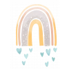 Kalp Yağmurlu Pastel Gökkuşağı