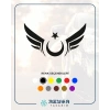 Kanatlı Türk Bayrağı Araba Sticker 17x17 Cm Siyah
