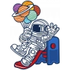 Kaydıraktan Kayan Astronot Sticker 10x10 cmRenkli Sticker
