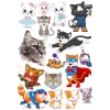 Kediler Sticker Set-8 19 Parça Telefon, Tablet, Defter, Laptop Sticker