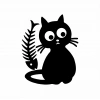 Kılçık ve Kedi 17x17 Cm Sticker Folyo