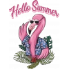 Hello Summer Flamingo Sticker 10x10 cmRenkli Sticker