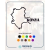 Konya Harita Araba Sticker 17x17 Cm Siyah