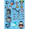 Köpek Balığı Sticker Set-3 17 Parça Telefon, Tablet, Defter, Laptop Sticker