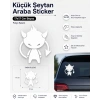 Küçük Şeytan Araba Sticker 17x17 Cm Beyaz