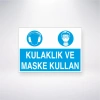 Kulaklık ve Maske Kullan Sticker 20X28 Cm