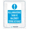 Kullandığınız Takım ve Malzemeyi Yerine Koyunuz Sticker 20X28 Cm
