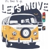 Lets Move Karavan Sticker 10x10 cmRenkli Sticker