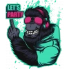 Lets Party Goril Sticker 10x10 cmRenkli Sticker