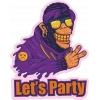 Lets Party Maymun Sticker 10x10 cmRenkli Sticker
