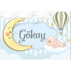 Mavi Ay ve Balon Temalı Baby Shower Afişi 70x100 Cm