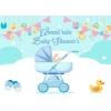 Mavi Bebek Arabası Temalı Baby Shower Afişi 50x70 Cm