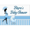 Mavi Hamile Bayan ve Bebek Arabası Temalı Baby Shower Afişi 35x50 Cm