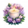 Mor Çiçekli Beyaz Mum Duvar Stickerı