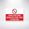 Panoların İçine Kesinlikle Özel Eşya Koymayınız Sticker 20X28 Cm