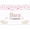 Kuğu Temalı Doğum Günü Afişi 100X150 cm