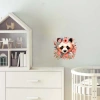 Pastel Tonlarında Çiçek Taçlı Panda Duvar Stickerı