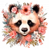 Pastel Tonlarında Çiçek Taçlı Panda Duvar Stickerı