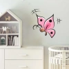 Pembe Çizim Kelebek Sticker