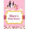 Pembe Çzigli Leylek Temalı Baby Shower Afişi 70x100 Cm