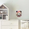 Pembe Gül Taçlı Panda Duvar Stickerı