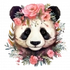 Pembe Gül Taçlı Panda Duvar Stickerı