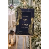 Siyah Gold Çiçekli Düğün, Nişan ve Söz Karşılama Panosu – 50x70 cm
