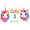 Gökkuşakları ve Unicornlar Temalı Doğum Günü Afişi 70X100 cm