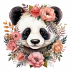 Pembe ve Krem Rengi Çiçek Taçlı Panda Duvar Stickerı